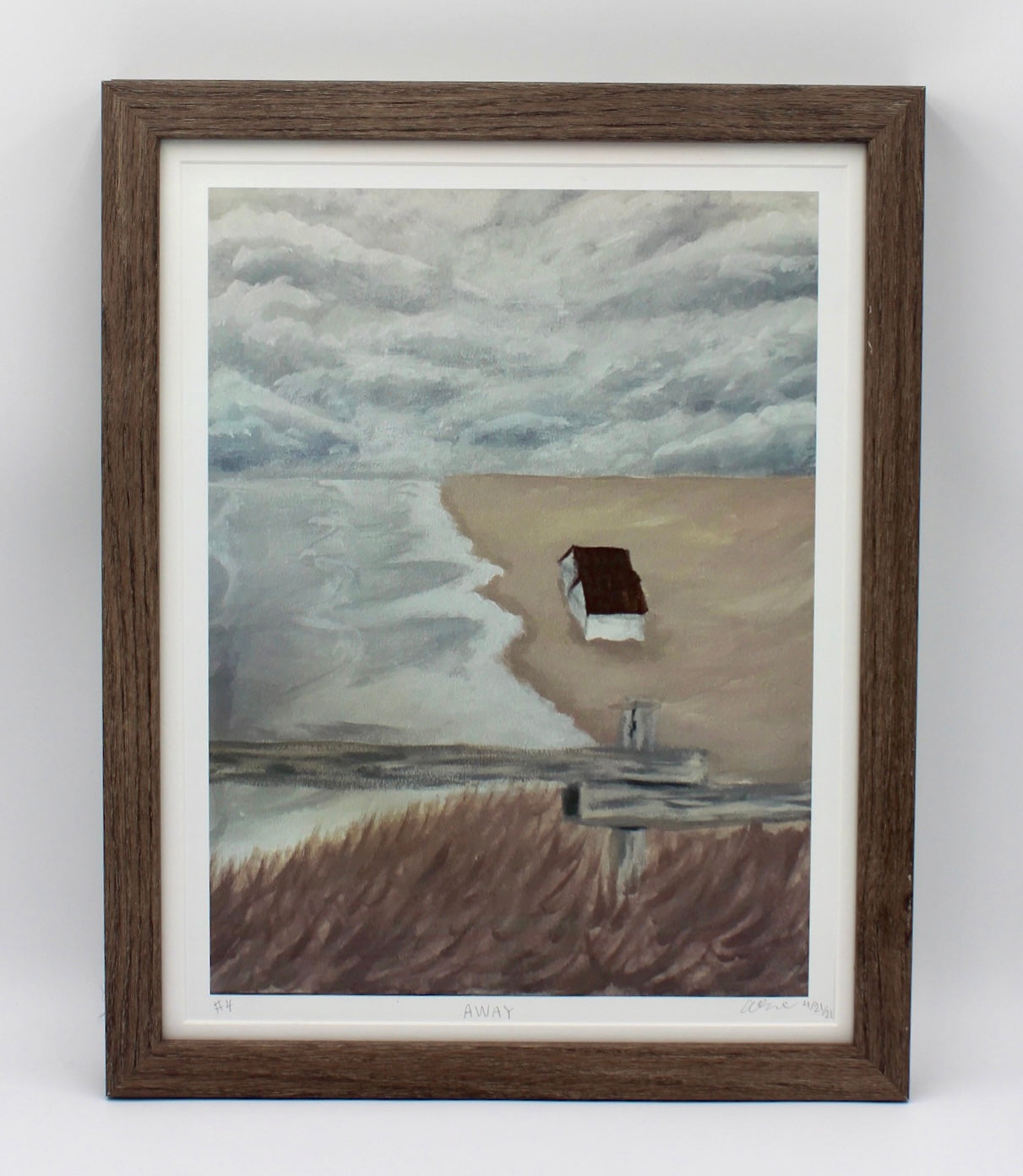 Framed Taupe Painting