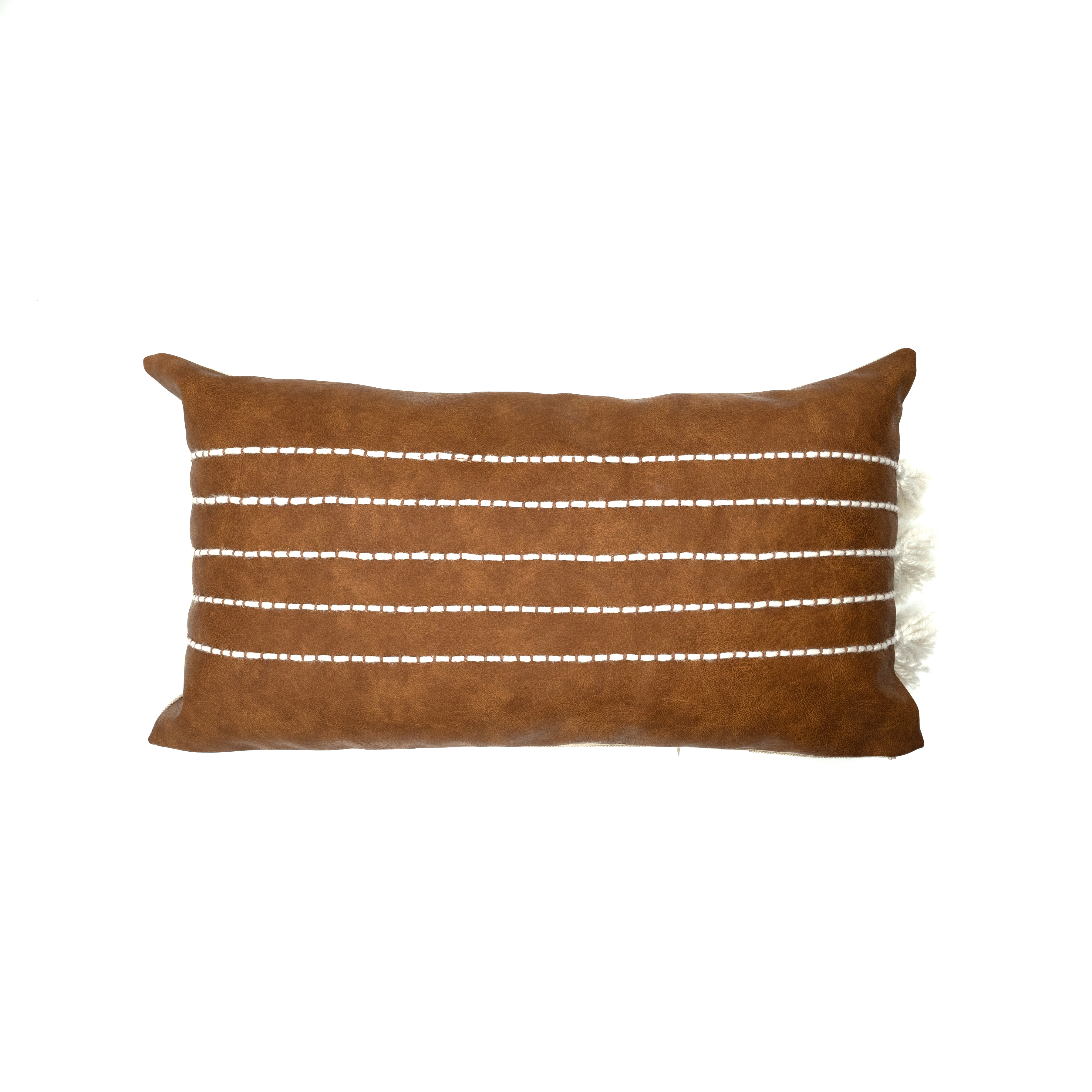 Vegan Leather Pillow with Tassels