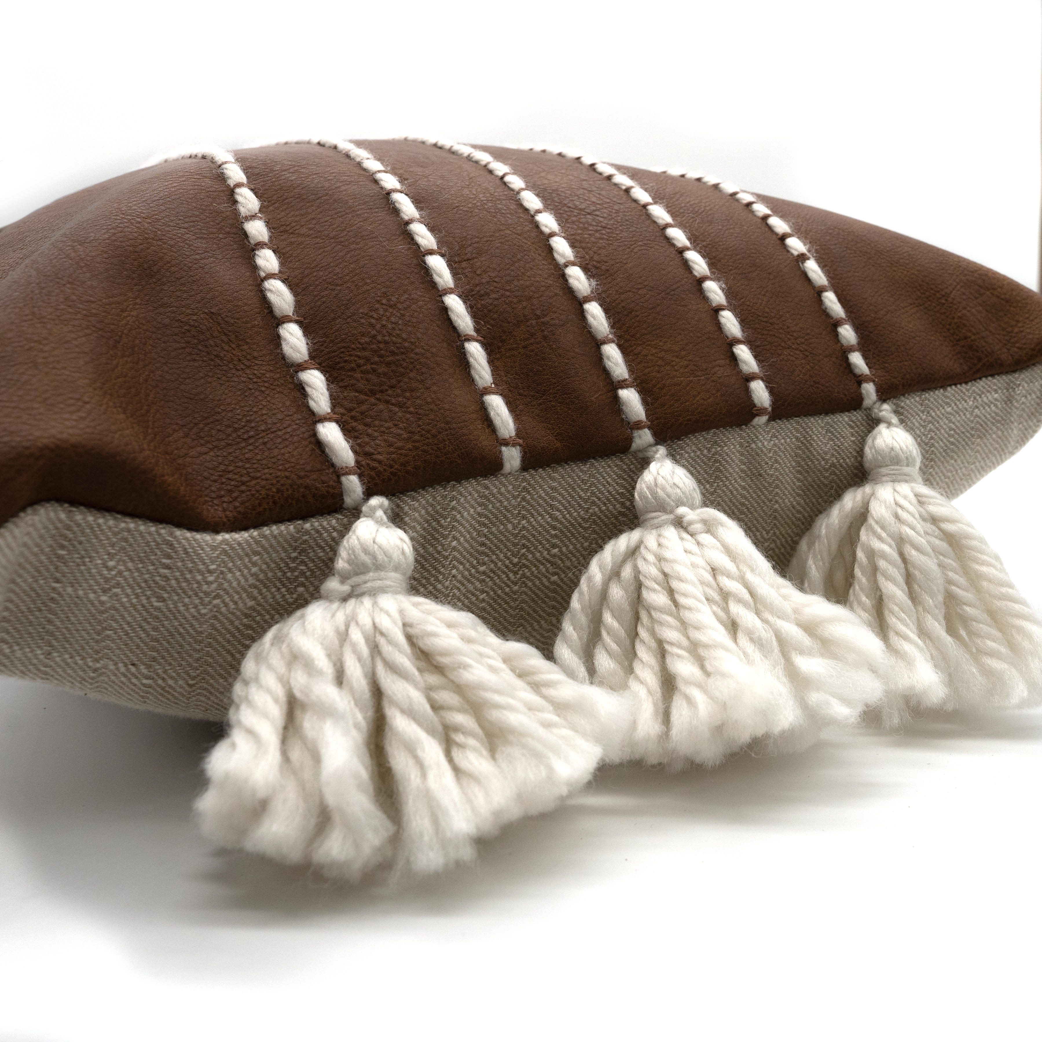Vegan Leather Pillow with Tassels
